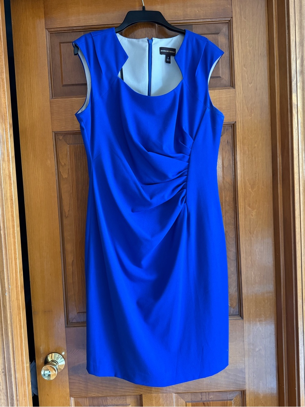 Dana Buchman Royal Blue Ruched Cap-Sleeve Sheath Dress
